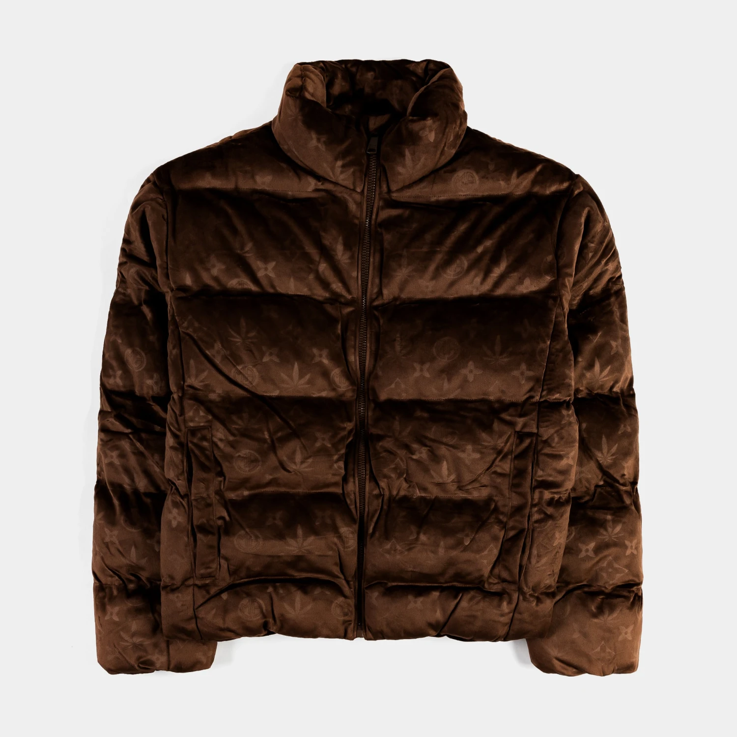 Brown Velour Puffer Mens Jacket (Brown) 3 Brown Velour Puffer Mens Jacket (Brown)