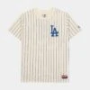 NEW ERA Los Angeles Dodgers Throwback Mens Short Sleeve Shirt (Beige/Blue)