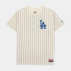 NEW ERA Los Angeles Dodgers Throwback Mens Short Sleeve Shirt (Beige/Blue)