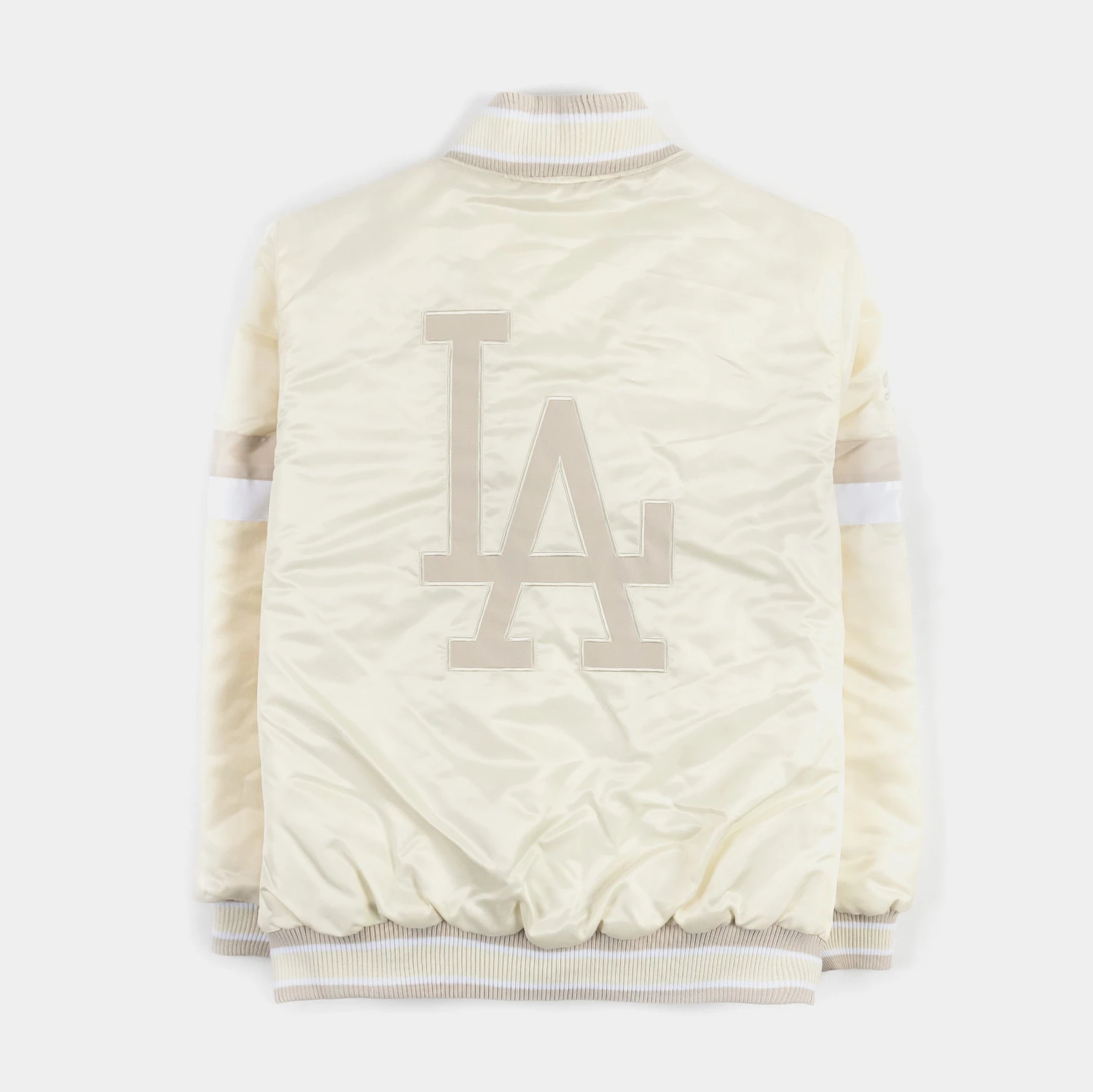 Los Angeles Dodgers Home Game Pearl Satin Varsity Mens Jacket (Pearl) 4 Los Angeles Dodgers Home Game Pearl Satin Varsity Mens Jacket (Pearl) - Image 2