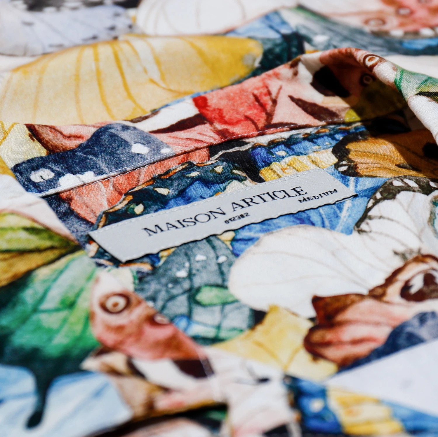 Butterfly Woven Rayon Button Up Mens Shirt (White/Multi) 5 Butterfly Woven Rayon Button Up Mens Shirt (White/Multi) - Image 3