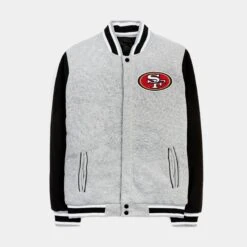 San Francisco 49ers Reversible Letterman Mens Jacket (Black/Grey) -Nike || ADIDAS || Jordan Clothing Shop 2d5008c1a6978528596d3343daae3fa7
