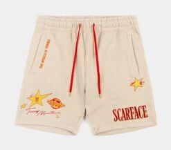 SP X Scarface Stars Fleece Mens Shorts (Beige)