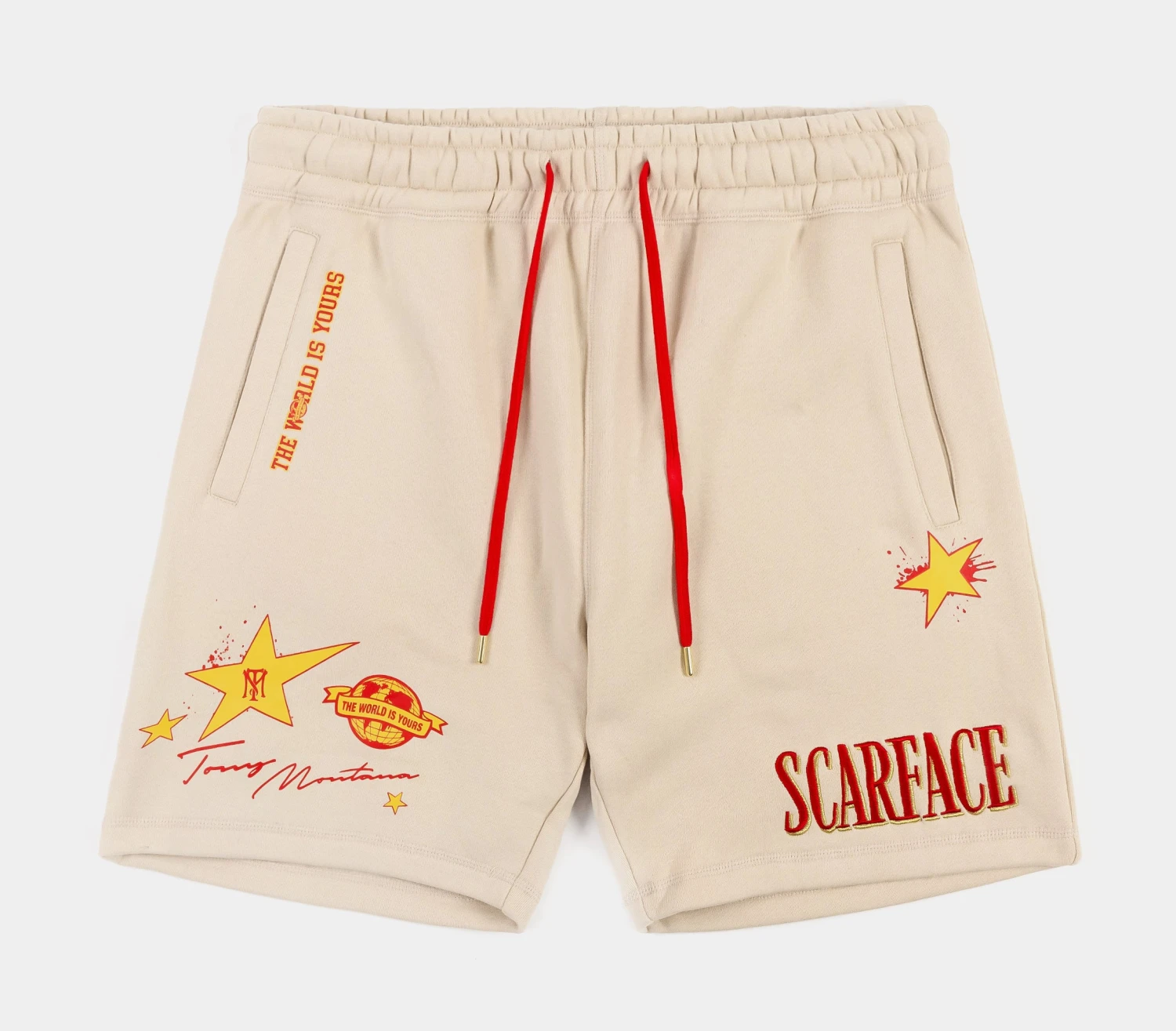 SP X Scarface Stars Fleece Mens Shorts (Beige) 3 SP X Scarface Stars Fleece Mens Shorts (Beige)