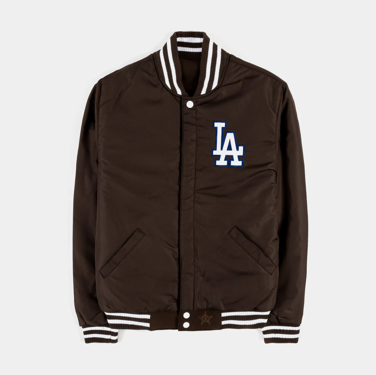 Los Angeles Dodgers Reversible Letterman Mens Jacket (Brown/White) 5 Los Angeles Dodgers Reversible Letterman Mens Jacket (Brown/White) - Image 3