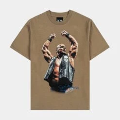 SP X WWE Stone Cold Steve Austin Mens Short Sleeve Shirt (Beige)