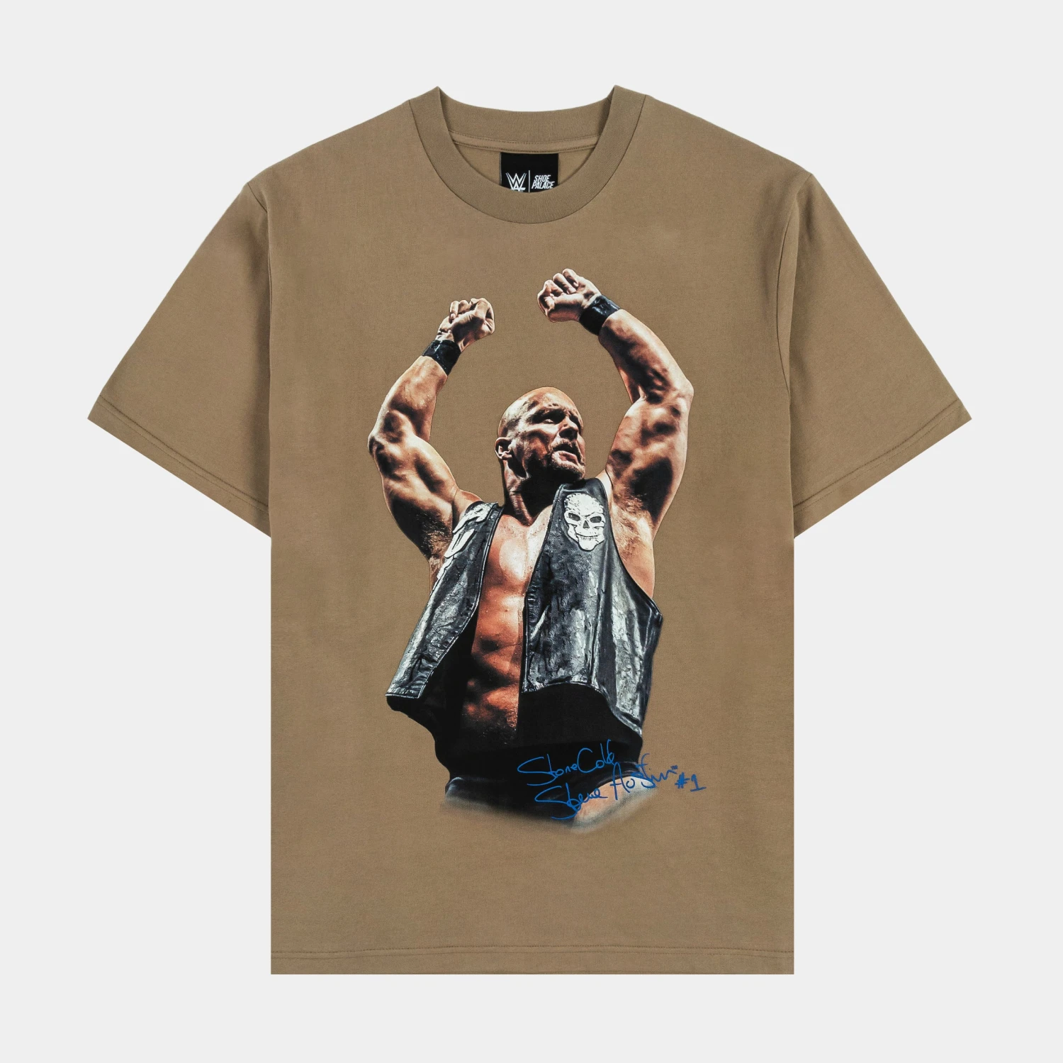 SP X WWE Stone Cold Steve Austin Mens Short Sleeve Shirt (Beige) 2 SP X WWE Stone Cold Steve Austin Mens Short Sleeve Shirt (Beige)