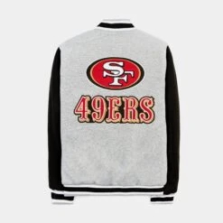 San Francisco 49ers Reversible Letterman Mens Jacket (Black/Grey) -Nike || ADIDAS || Jordan Clothing Shop 87c12042c6bc1f78f3e2f3b49ed38093