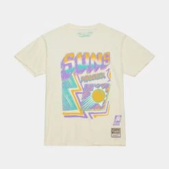 Mitchell & Ness Phoenix Suns Sidewalk Sketch Mens Short Sleeve Shirt (Beige/Blue)