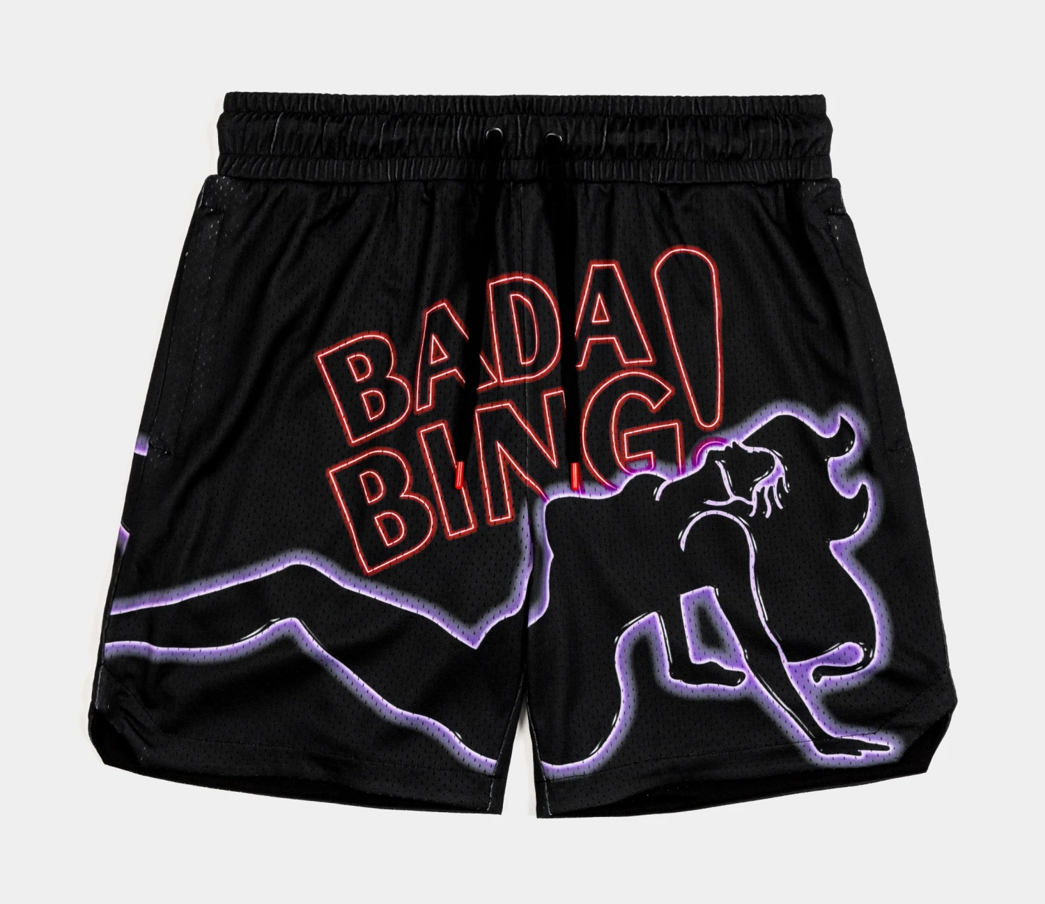 SP X The Sopranos Bada Bing Mesh Mens Shorts (Black) 3 SP X The Sopranos Bada Bing Mesh Mens Shorts (Black)