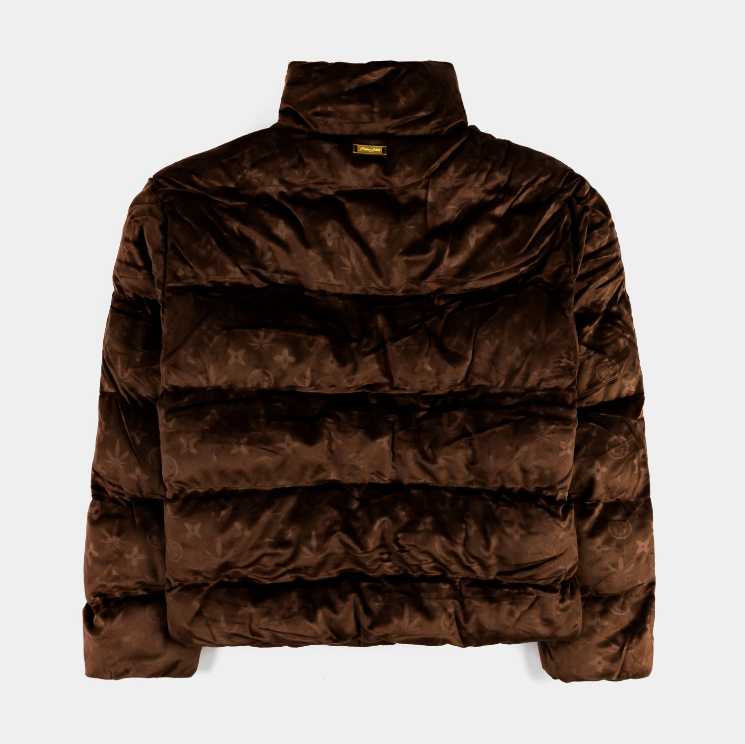 Brown Velour Puffer Mens Jacket (Brown) 4 Brown Velour Puffer Mens Jacket (Brown) - Image 2