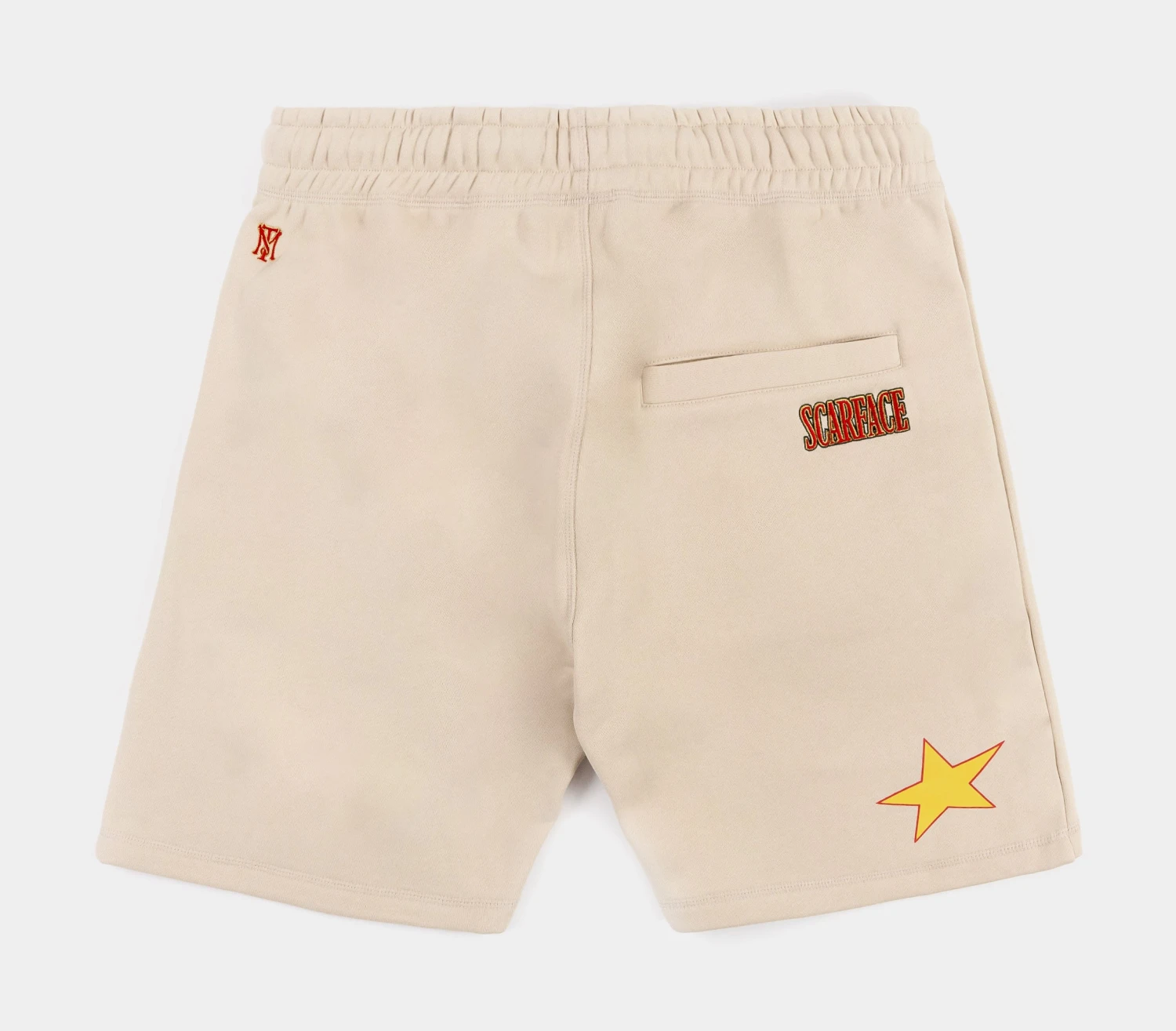 SP X Scarface Stars Fleece Mens Shorts (Beige) 4 SP X Scarface Stars Fleece Mens Shorts (Beige) - Image 2