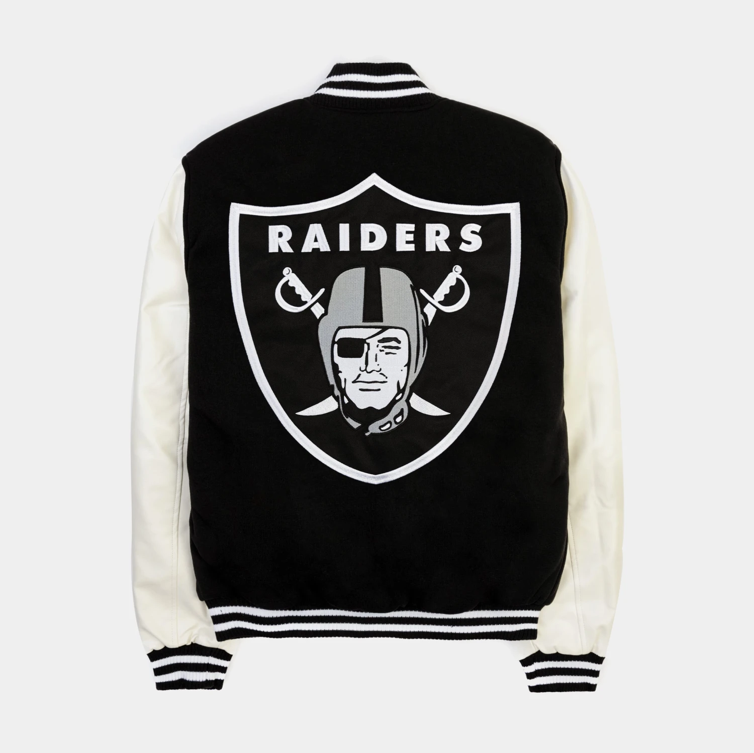 Las Vegas Raiders Reversible Letterman Mens Jacket (Black/White) 4 Las Vegas Raiders Reversible Letterman Mens Jacket (Black/White) - Image 2