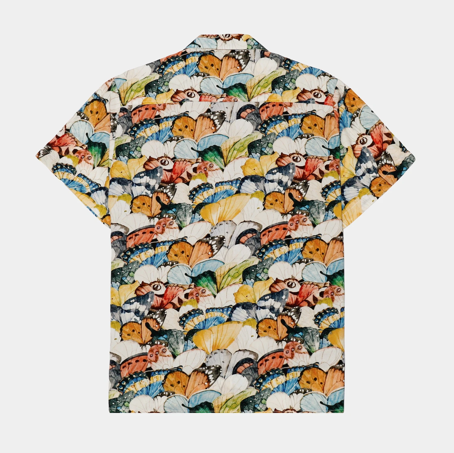Butterfly Woven Rayon Button Up Mens Shirt (White/Multi) 4 Butterfly Woven Rayon Button Up Mens Shirt (White/Multi) - Image 2