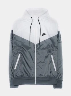 Nike Full Zip Windrunner Jacket Mens Jacket (White/Grey)